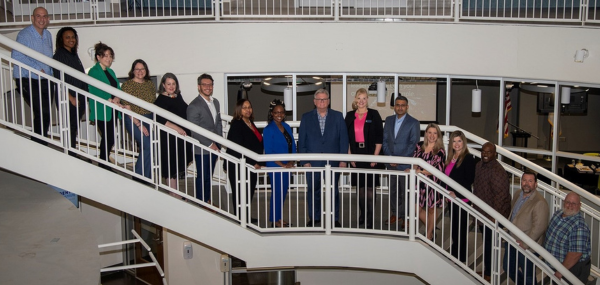 Group picture on a staircase