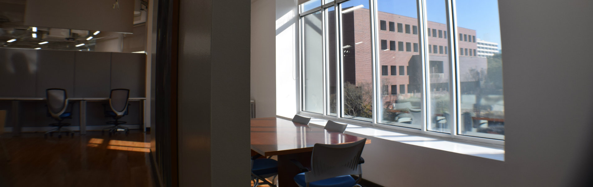 Conference room at the Institute for Nonprofit Innovation and Excellence overlooking City Hall Tallahassee